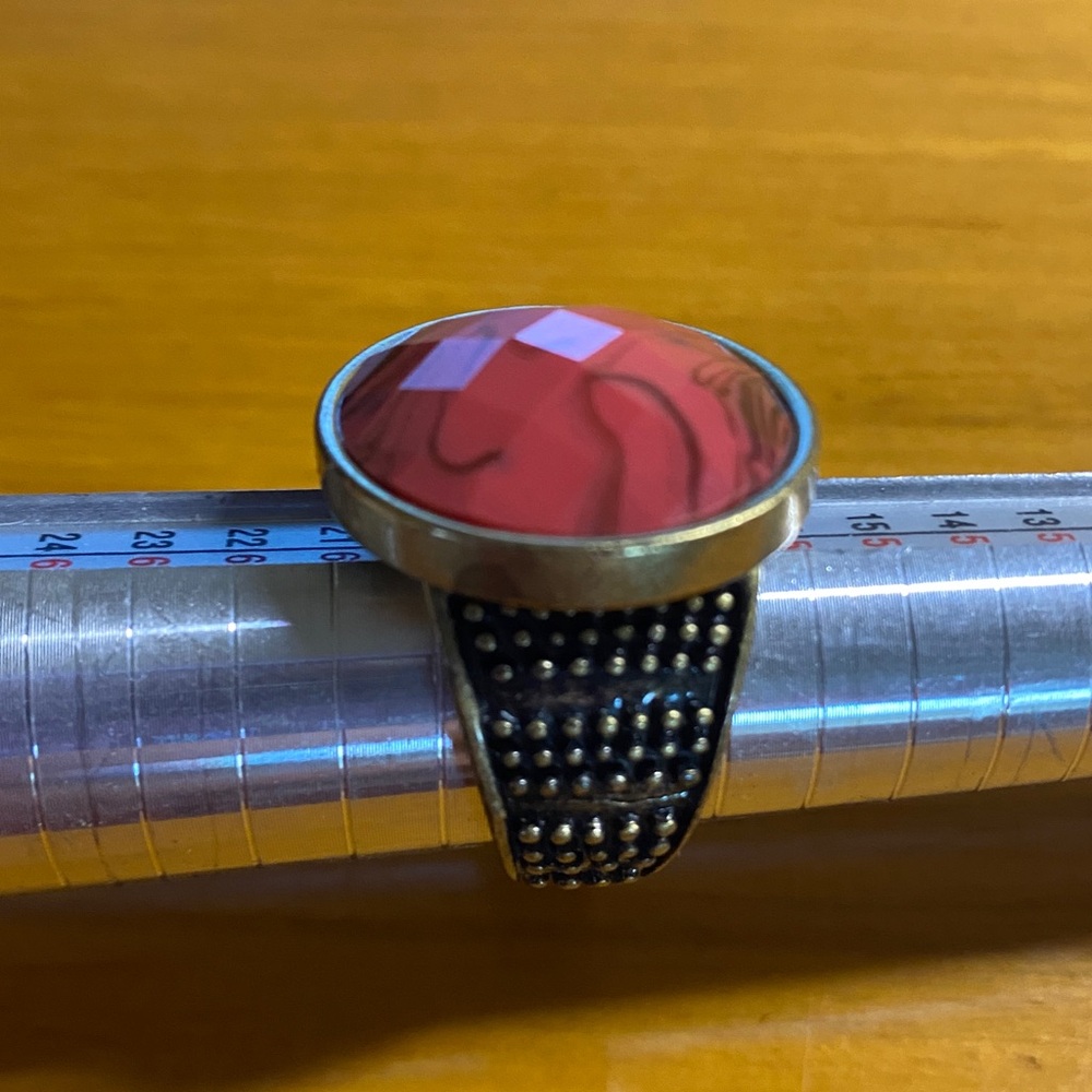 Lia Sophia ‘Jupiter’ Red and Gold Statement Ring (L)